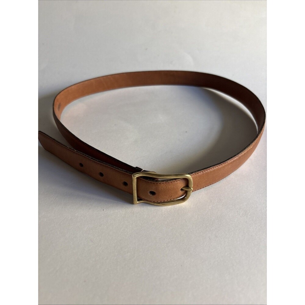 VTG 80’s Dooney & Bourke Men’s Tan Leather Brass Buckle Belt 32” 80 cm USA